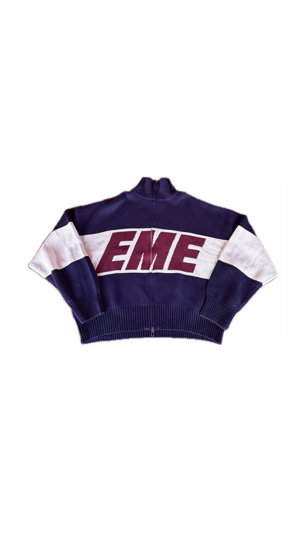 Eme Studios "navy" zipper knit